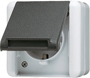 JUNG 820W SCHUKO®-Steckdose 1fach senkrecht  Serie WG 800 IP 44 grau