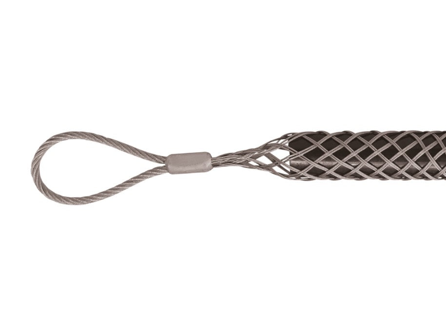Kabelziehstrumpf mit Schlaufe von Runpotec.  Kabeleinziehstrumpf mit Schlaufe. Gefertigt aus flexiblem, robustem und verzinkten Doppel-Stahlgeflecht. Das rückgeflochtene Kabelziehstrumpfende bietet einen höheren Sicherheitsstandard. Die Kabelziehstrumpf Serie mit Schlaufe eignet sich perfekt in Kombination mit den RUNPOTEC Zugseilen und der Kabelziehwinde CW 800 E. 